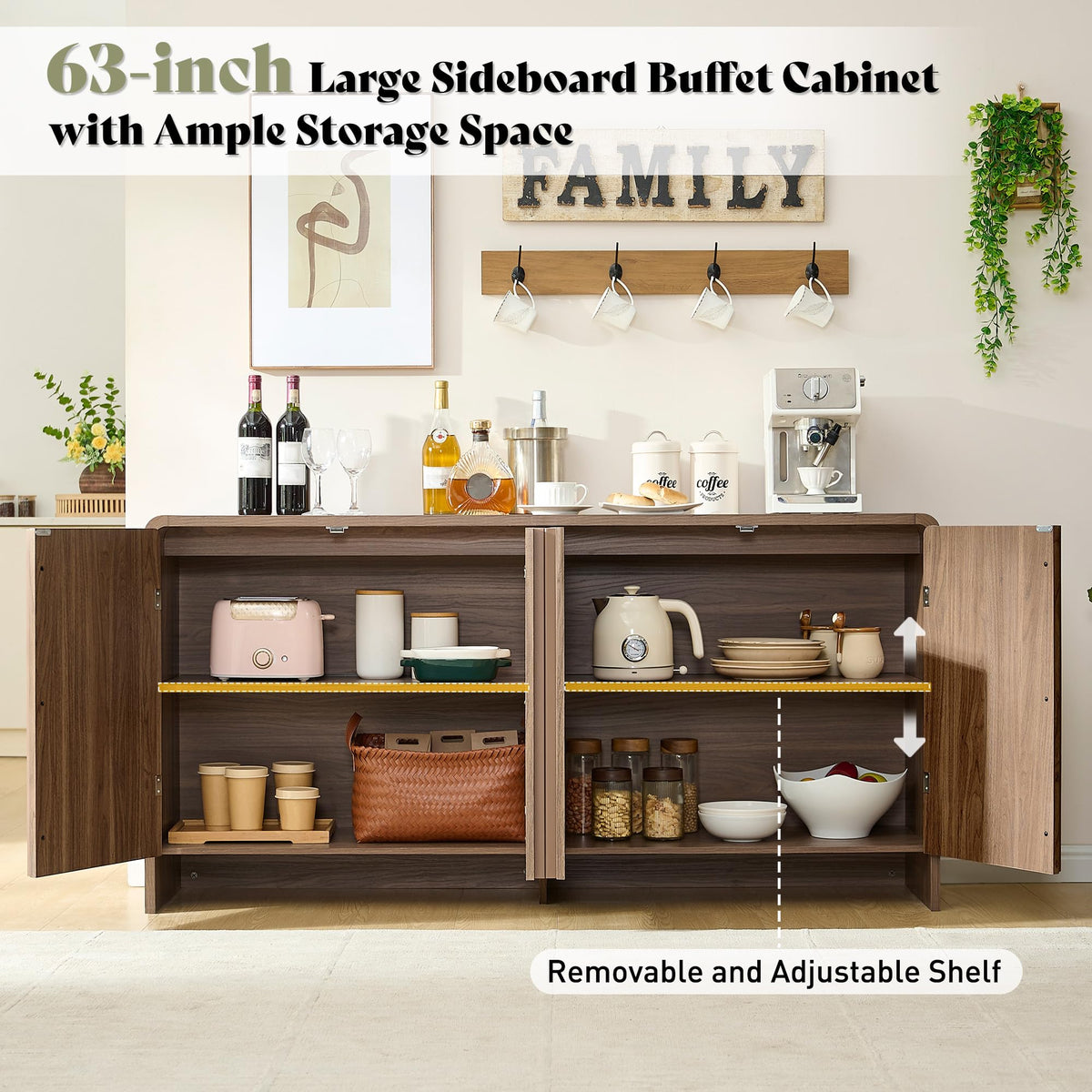 Sidra Fluted Buffet Cabinet Amerlife Brown
