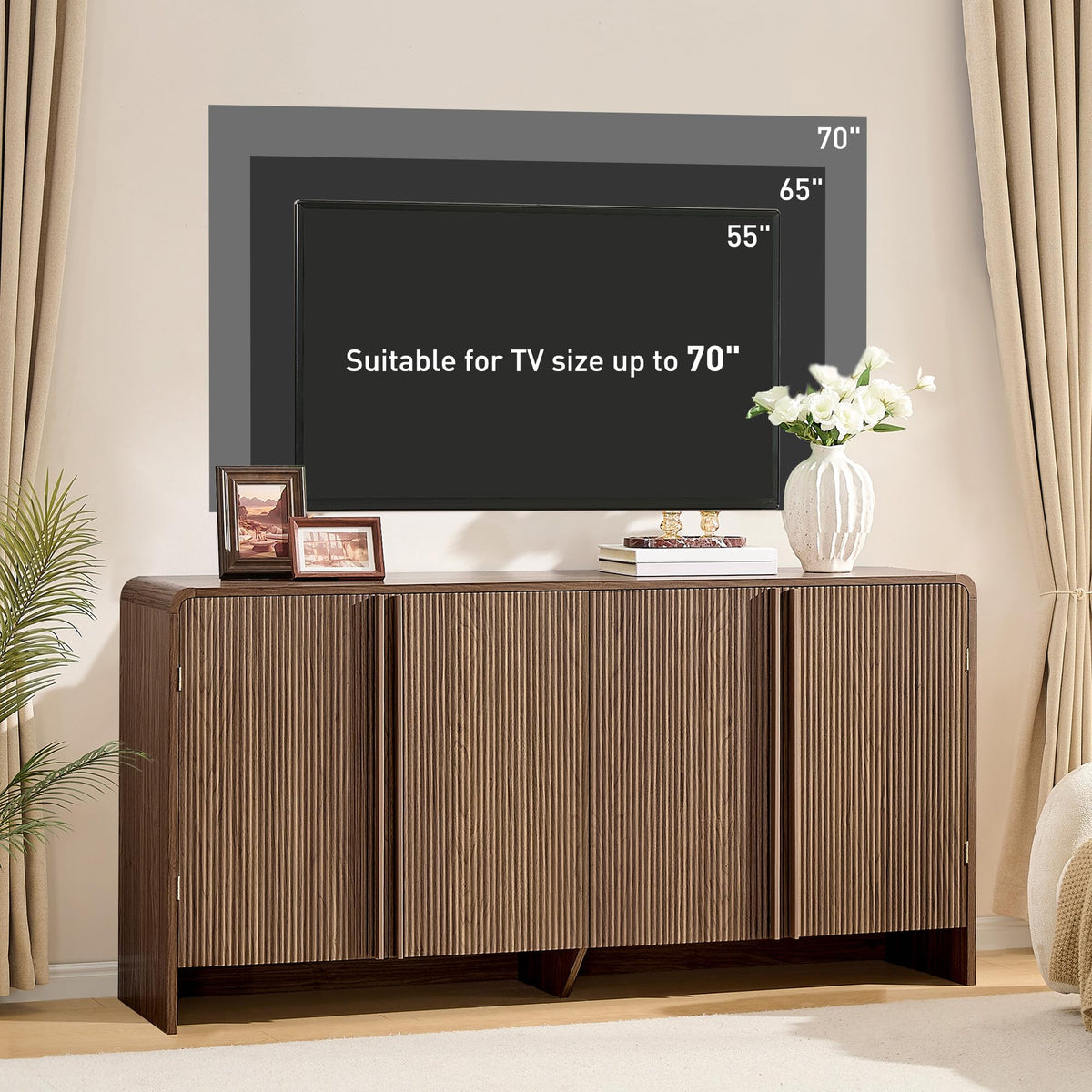 Sidra Fluted Buffet Cabinet Amerlife Brown