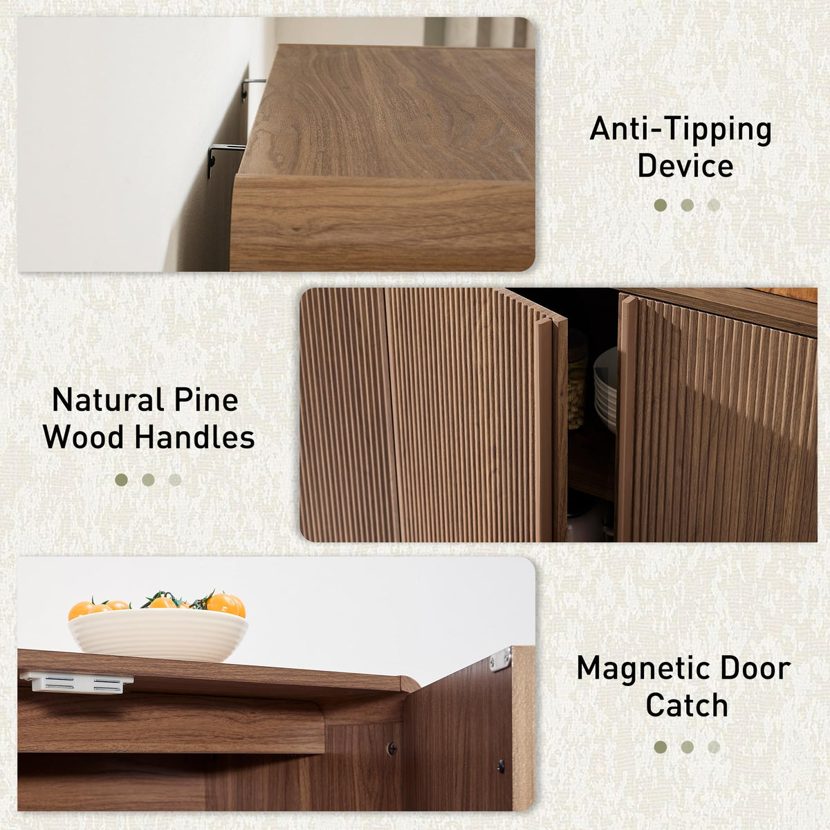 Sidra Fluted Buffet Cabinet Amerlife Brown