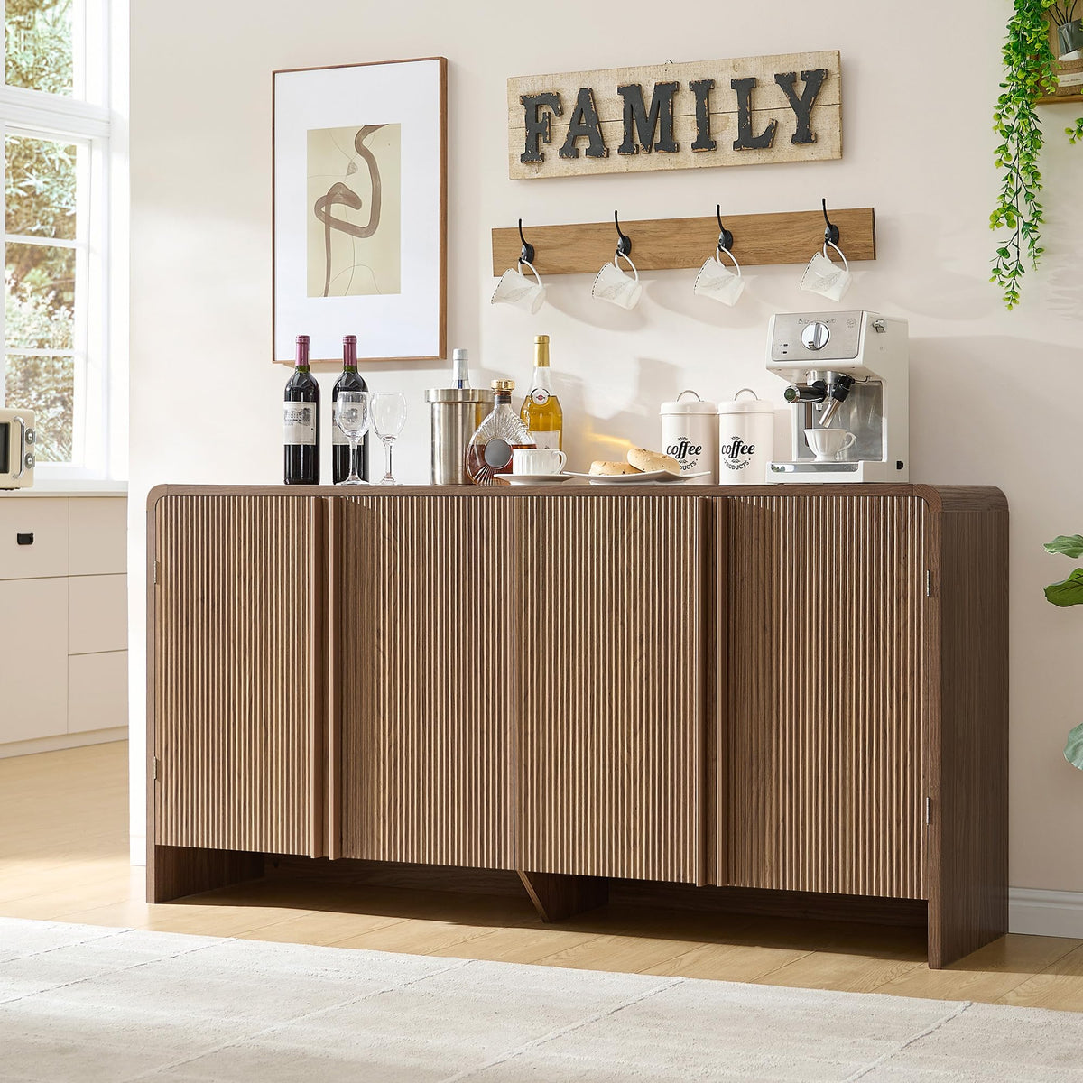 Sidra Fluted Buffet Cabinet Amerlife Brown