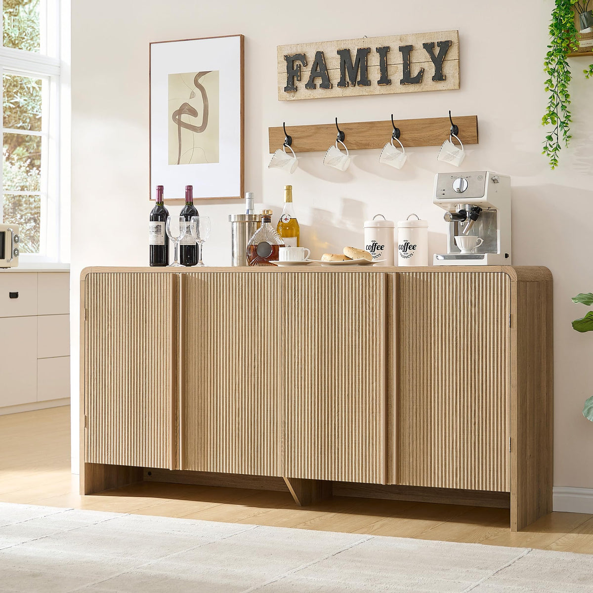 Sidra Fluted Buffet Cabinet Amerlife Natural Oak