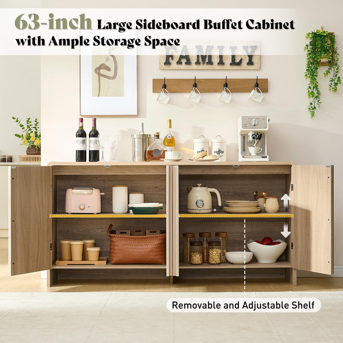 Sidra Fluted Buffet Cabinet Amerlife Natural Oak