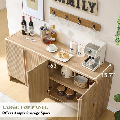 Sidra Fluted Buffet Cabinet Amerlife Natural Oak