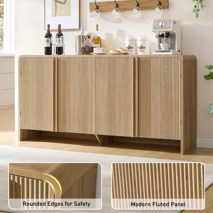 Sidra Fluted Buffet Cabinet Amerlife Natural Oak