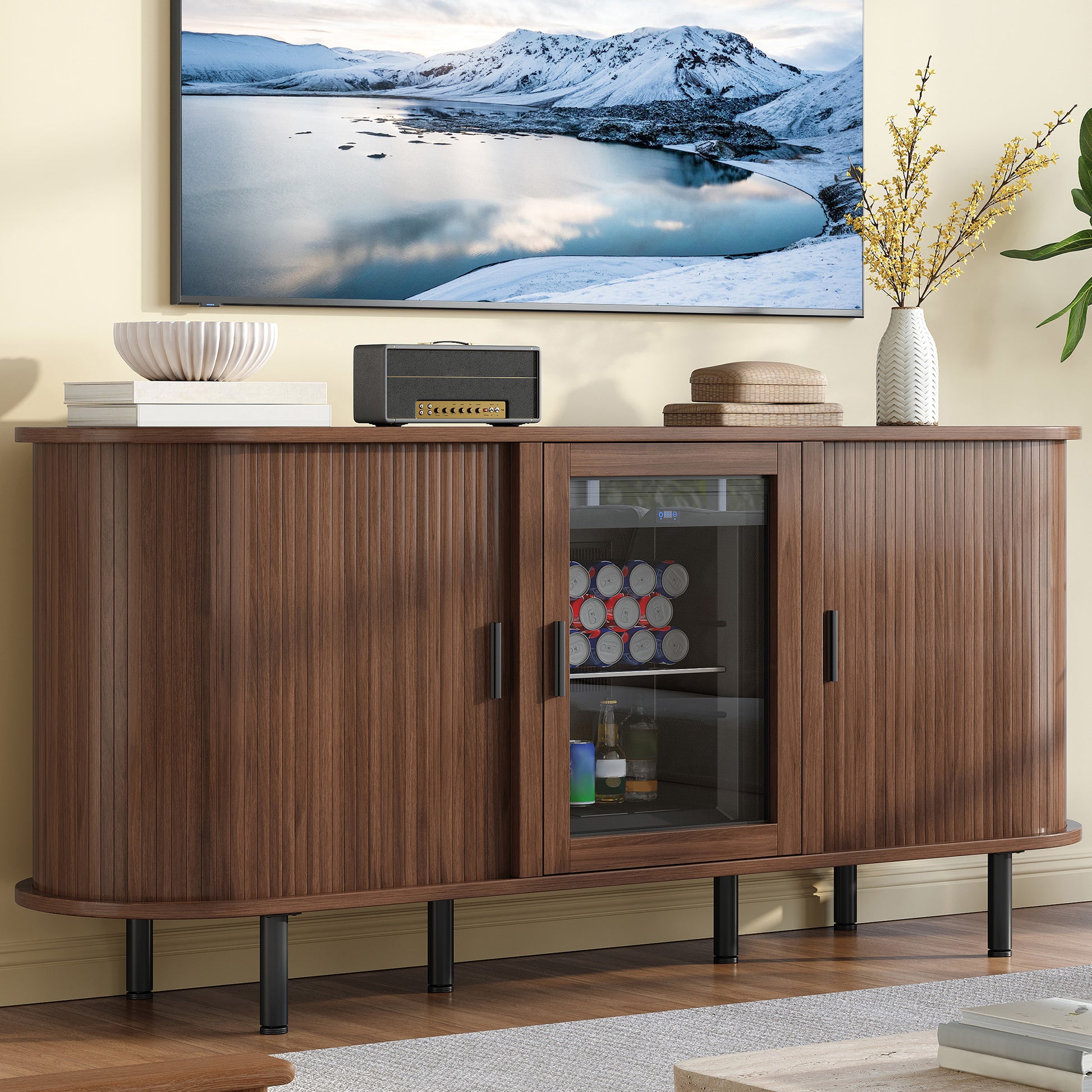 Roll Coffee Bar Cabinet Walnut