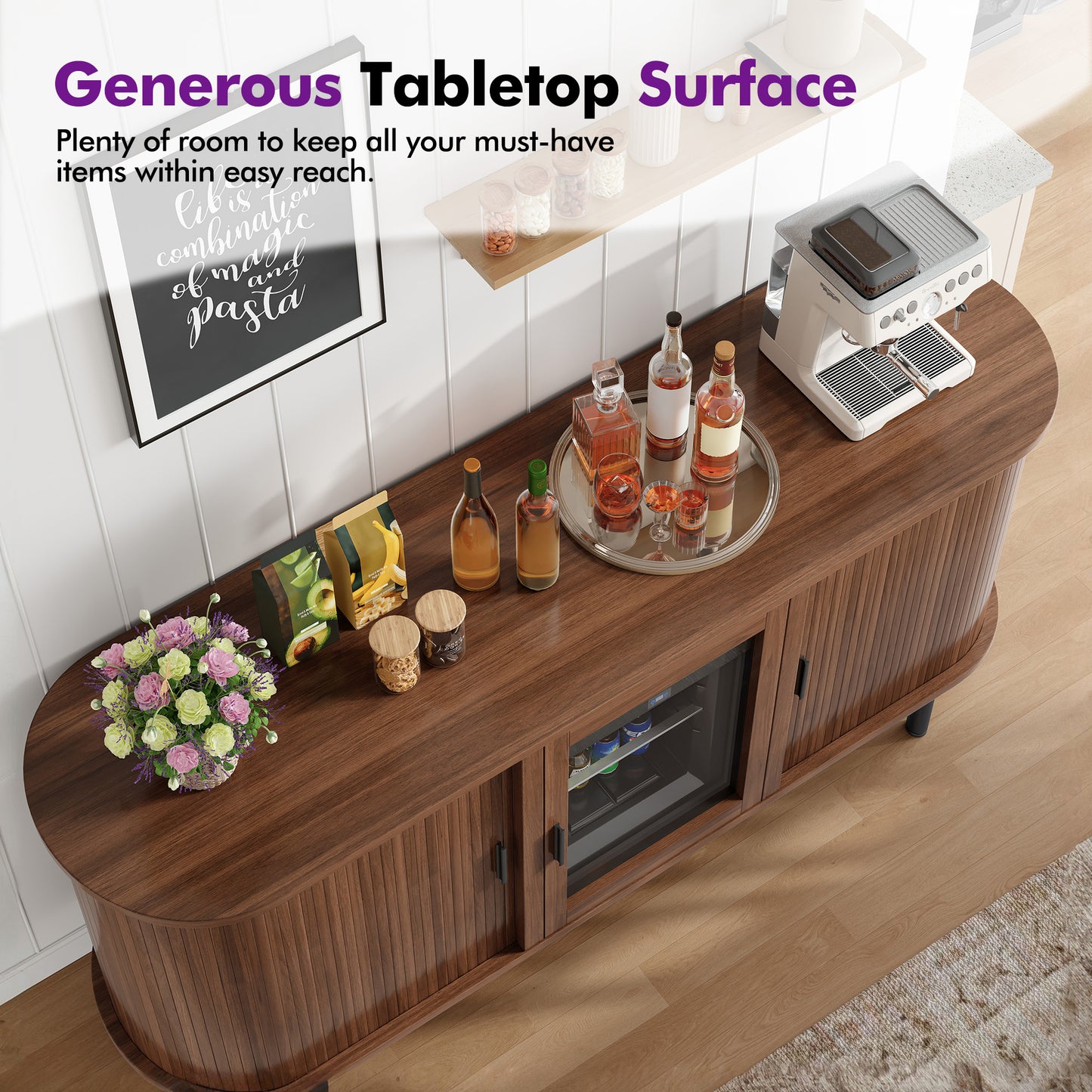 Roll Coffee Bar Cabinet Walnut