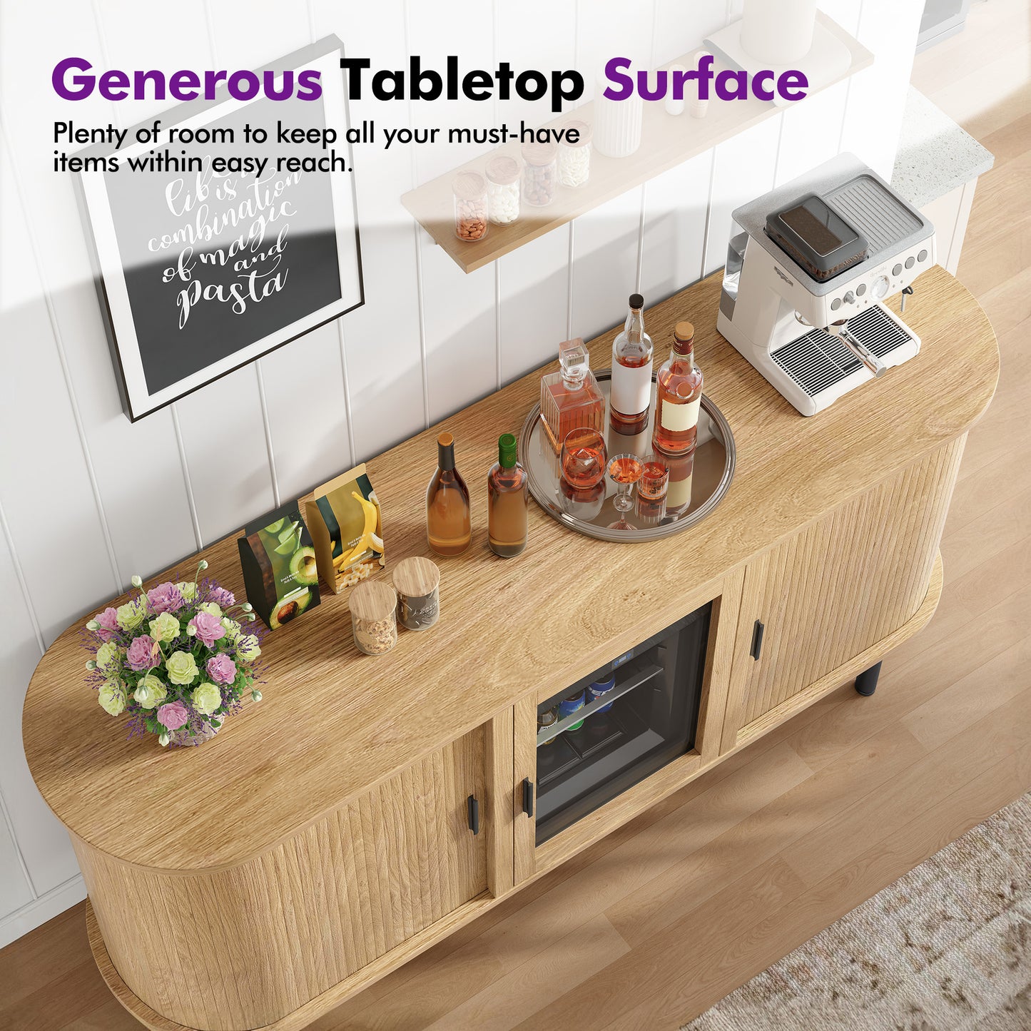 Roll Coffee Bar Cabinet Natural Oak