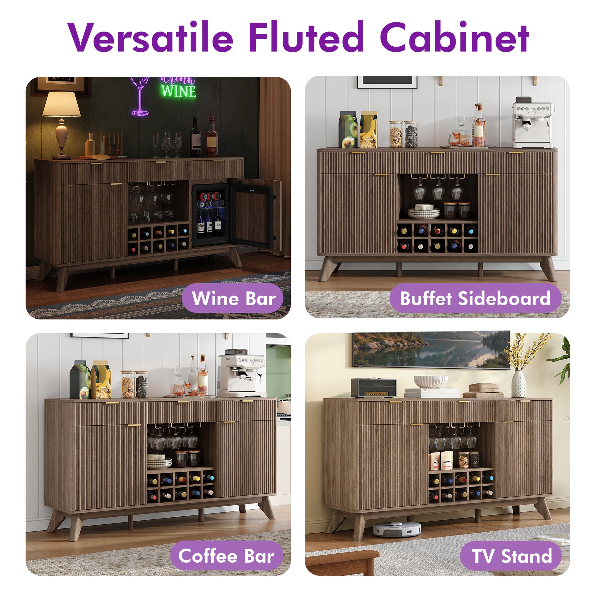 Form Wine Cabinet with Fridge Walnut