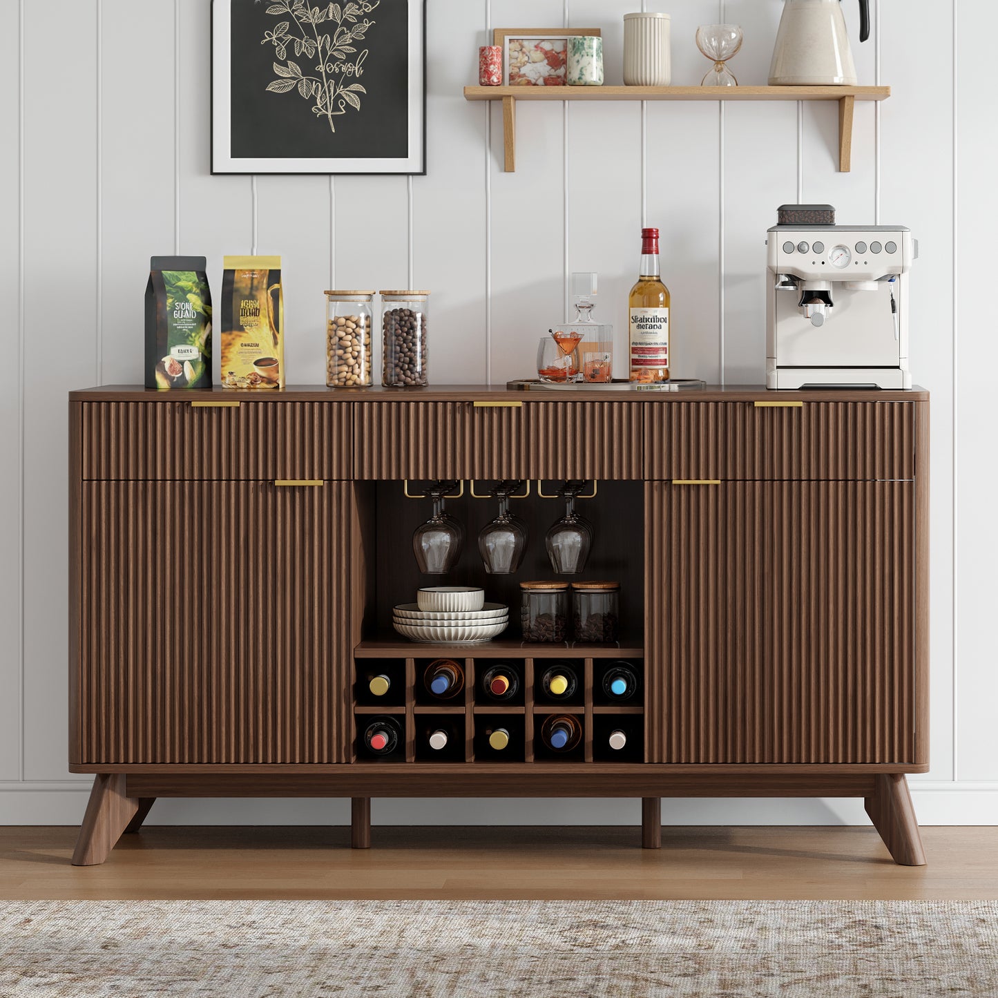 Form Wine Cabinet with Fridge Walnut