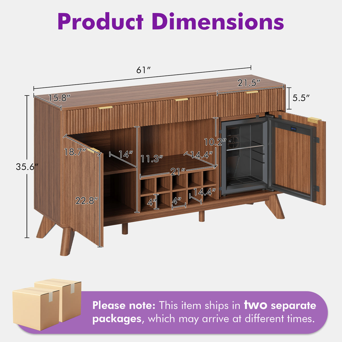 Form Wine Cabinet with Fridge Walnut