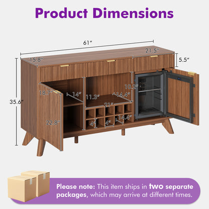 Form Wine Cabinet with Fridge Walnut