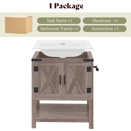 Calverton Farmhouse Vanity with Integrated Sink Amerlife Light Grey 24“