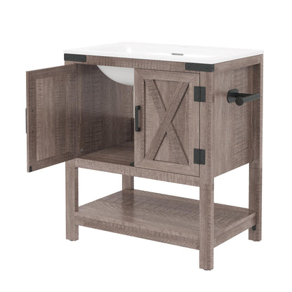 Calverton Farmhouse Vanity with Integrated Sink Amerlife Light Grey 24“