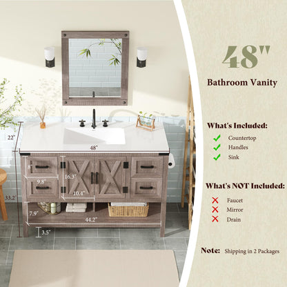 Calverton Farmhouse Vanity with Integrated Sink Amerlife Light Grey 48“
