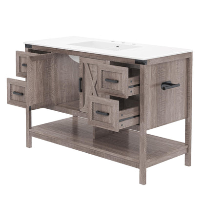 Calverton Farmhouse Vanity with Integrated Sink Amerlife Light Grey 48“