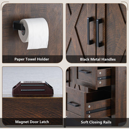 Calverton Farmhouse Vanity with Integrated Sink Amerlife Rustic Brown 48”