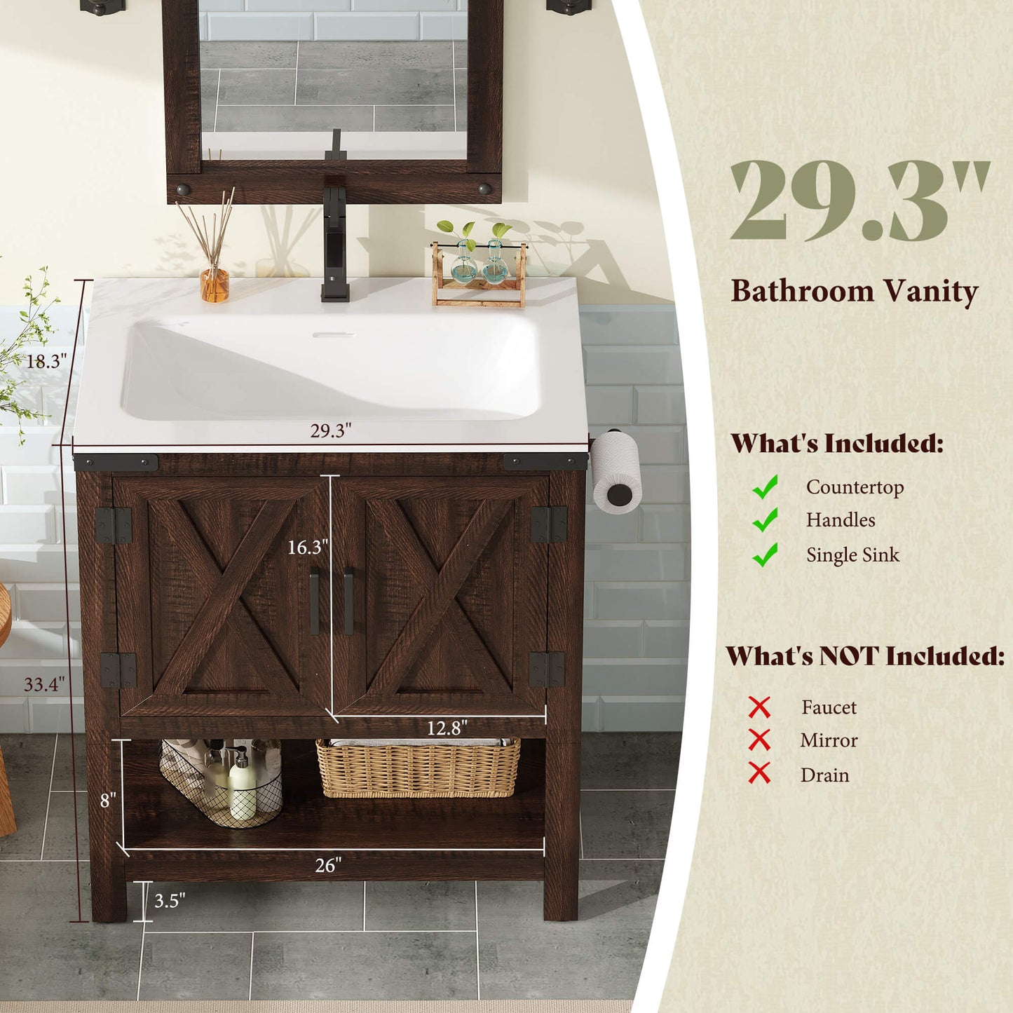 Calverton Rustic Brown 30”