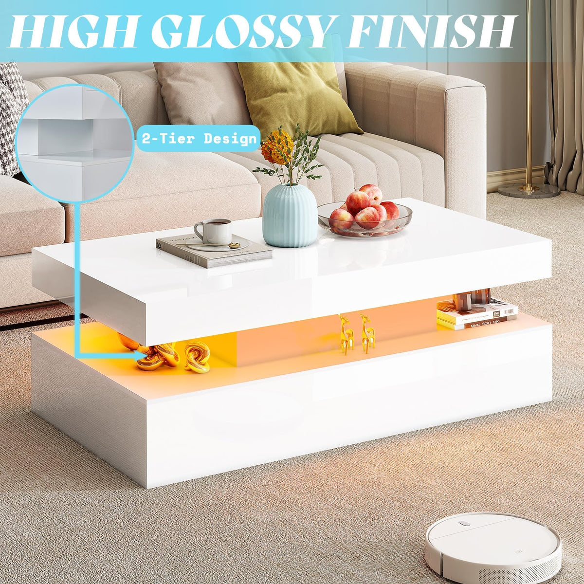 Luma 3-Piece Coffee Table Set Amerlife White