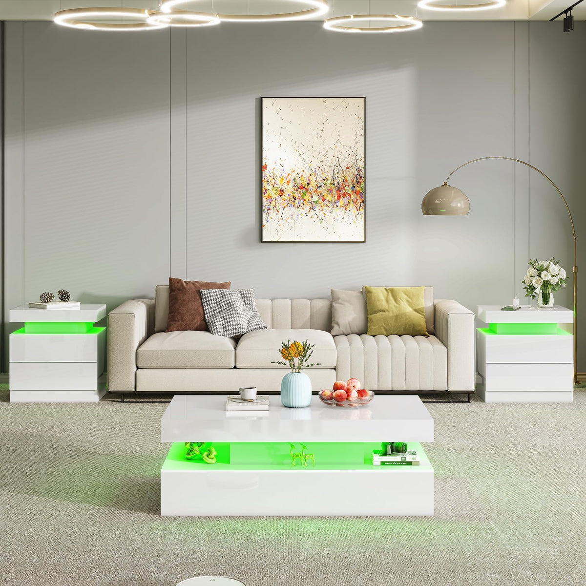 Luma 3-Piece Coffee Table Set Amerlife White