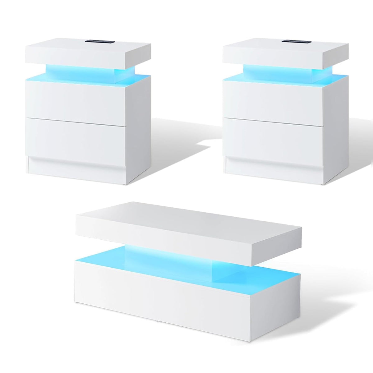 Luma 3-Piece Coffee Table Set Amerlife White