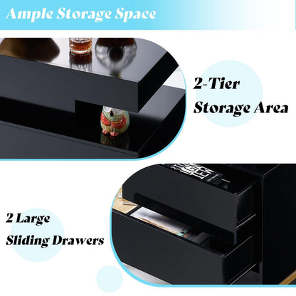 Luma 3-Piece Coffee Table Set Amerlife BLack