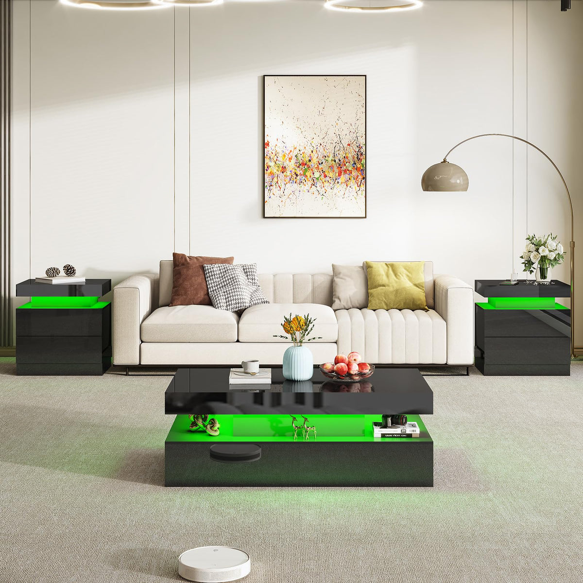 Luma 3-Piece Coffee Table Set Amerlife BLack