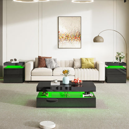 Luma 3-Piece Coffee Table Set Amerlife BLack