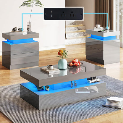 Luma 3-Piece Coffee Table Set Amerlife Grey