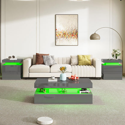 Luma 3-Piece Coffee Table Set Amerlife Grey