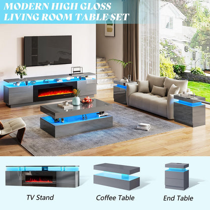 Luma 3-Piece Coffee Table Set Amerlife Grey