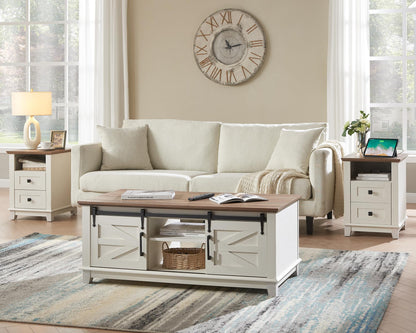 Twain Farmhouse Living Room Set Amerlife White / 48“