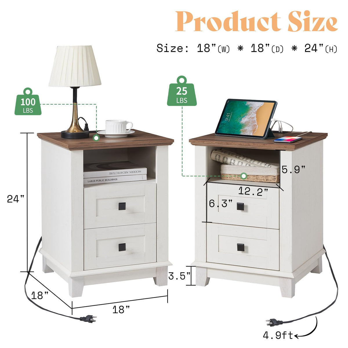 Twain Farmhouse Living Room Set Amerlife White / 48“
