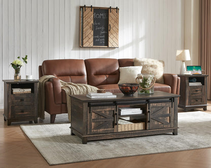 Twain Farmhouse Living Room Set Amerlife Black Oak / 48“