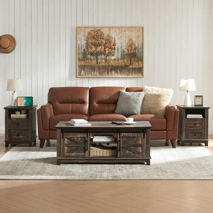 Twain Farmhouse Living Room Set Amerlife Black Oak / 48“