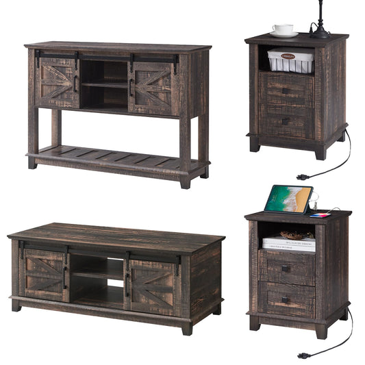 Twain Farmhouse Living Set Amerlife Black Oak / 48”