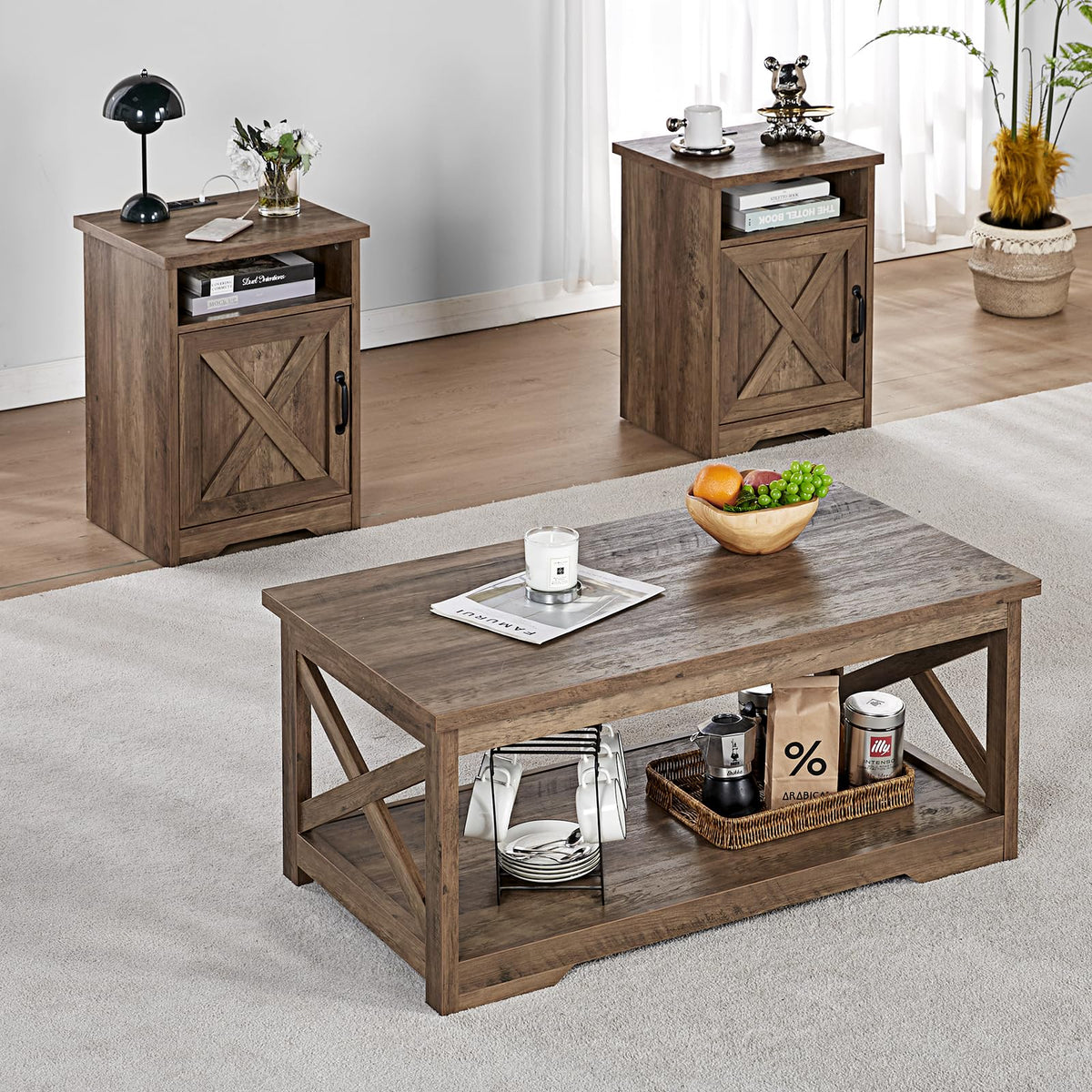 Renner Farmhouse 5-Piece Table Set Brown