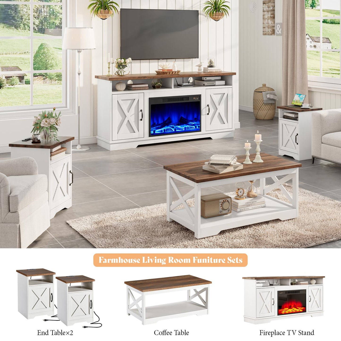 Whicket Farmhouse 5-Piece Living Room Set Amerlife
