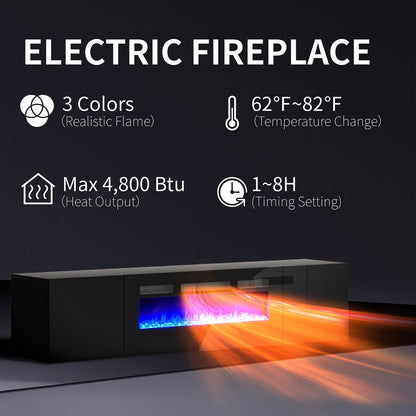 Photon Fireplace Wall Unit 68 " Black