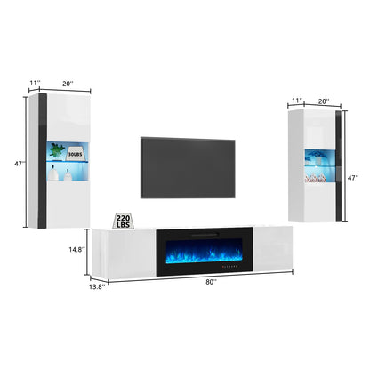 Photon Fireplace Wall Unit 80 " White