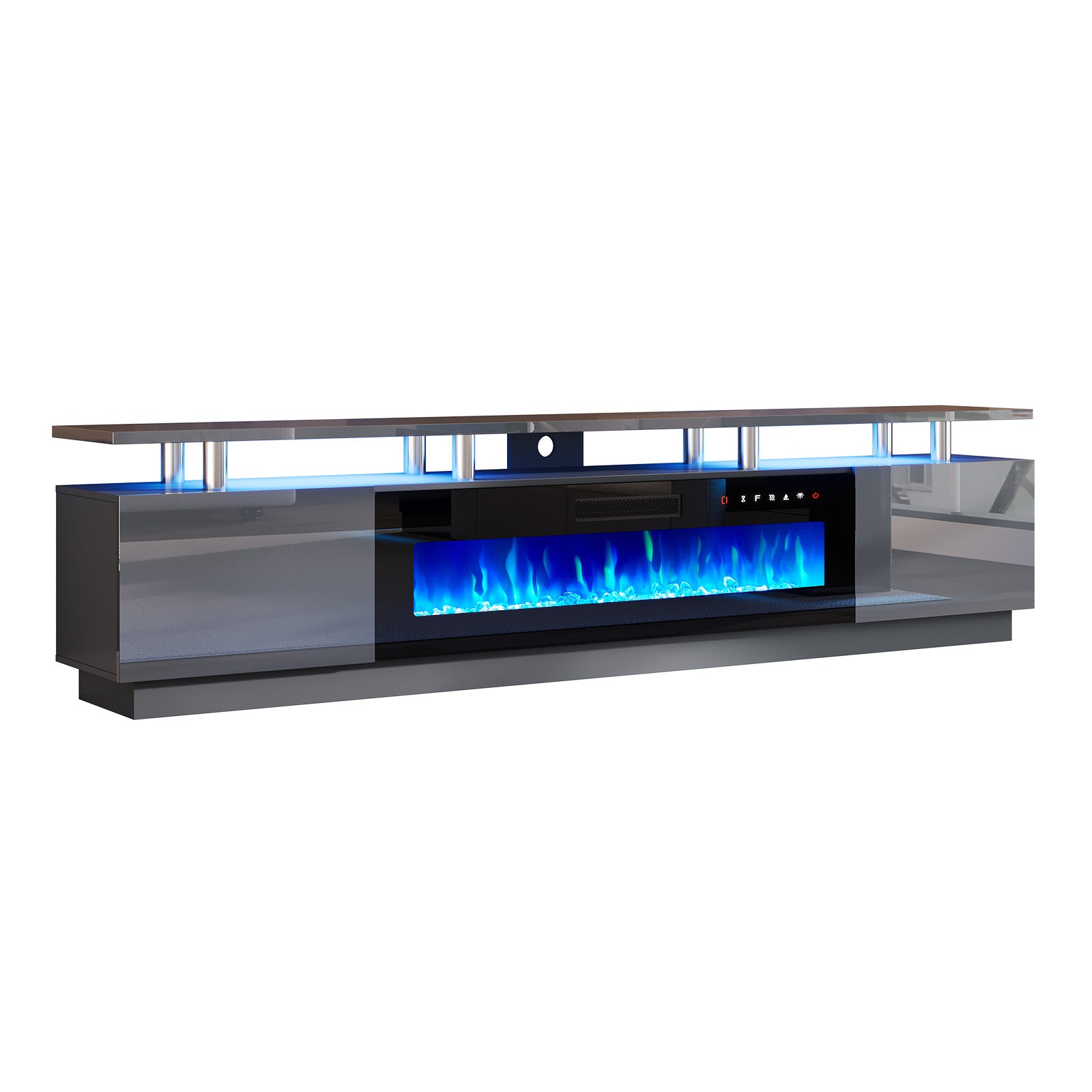 Sheer 90" Fireplace TV Stand Amerlife Grey & Black
