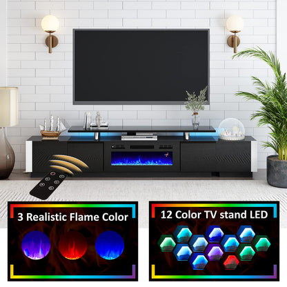 Sheer Large Fireplace TV Console Set 70 "