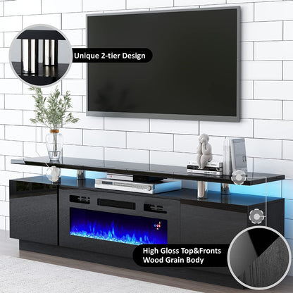 Sheer Large Fireplace TV Console Set 70 "