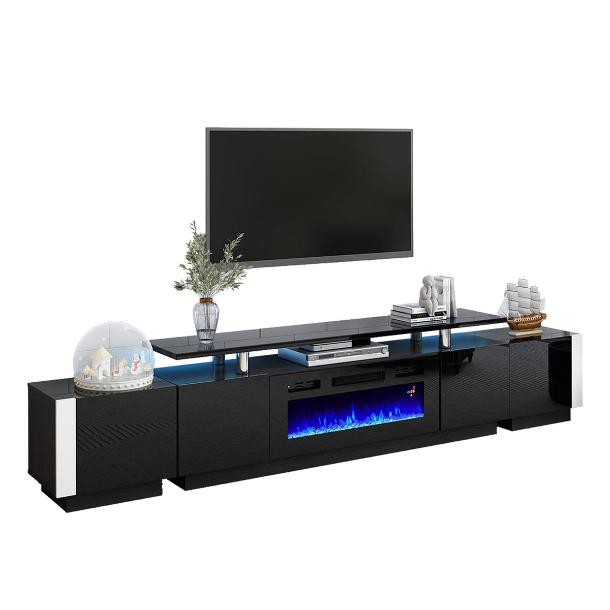 Sheer Large Fireplace TV Console Set 70 "