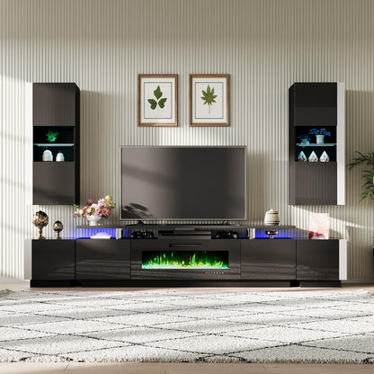 Sheer Large Fireplace TV Console Set 80 "
