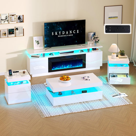 Sheer Modern 5-Piece Living Room Table Set White