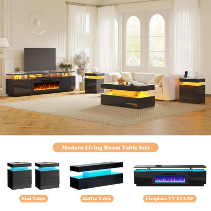Sheer Modern 5-Piece Living Room Table Set Black