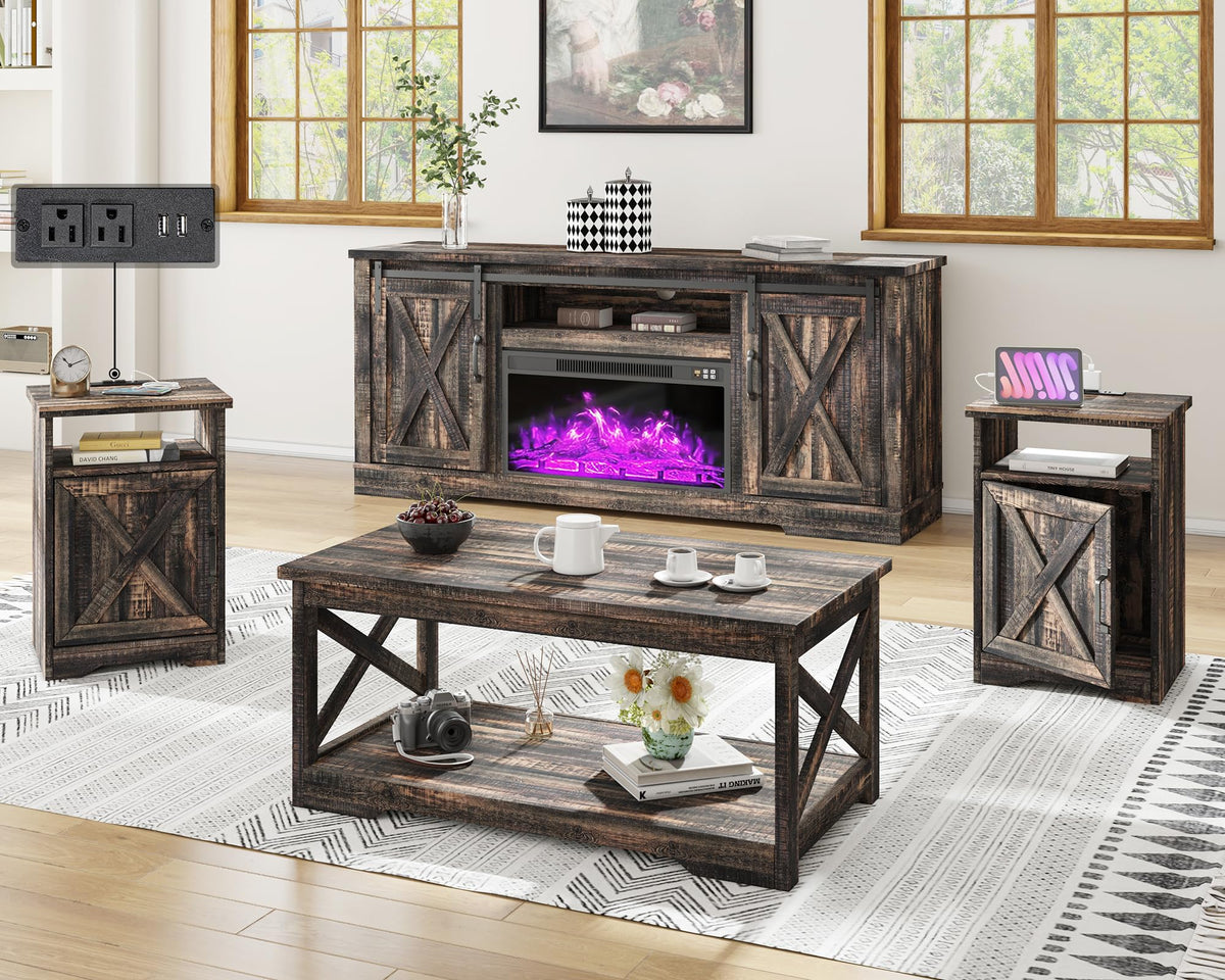 Renner 5-Piece Living Room Table Set Dark Oak