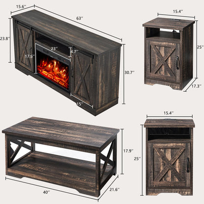 Renner 5-Piece Living Room Table Set Dark Oak