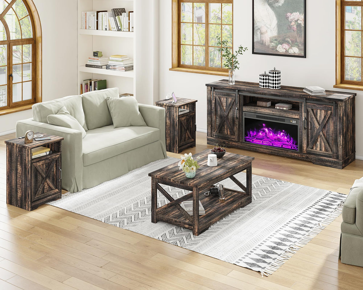 Renner 5-Piece Living Room Table Set Dark Oak