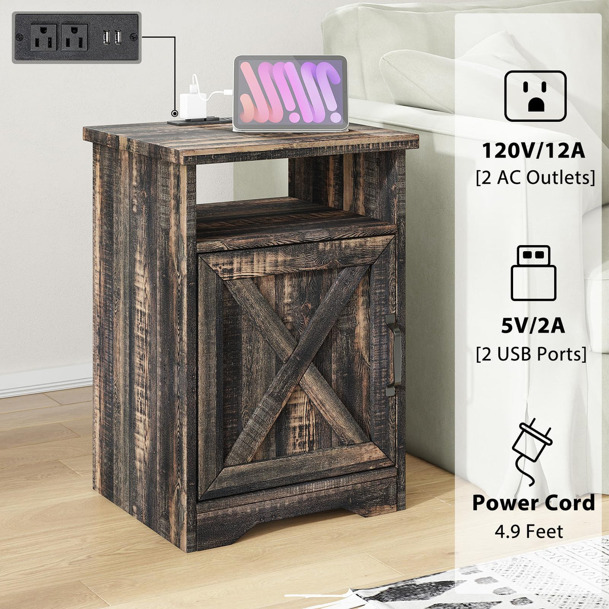 Renner 5-Piece Living Room Table Set Dark Oak